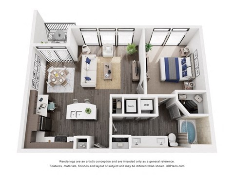 a 1 bedroom floorplan is shown with a bathroom
